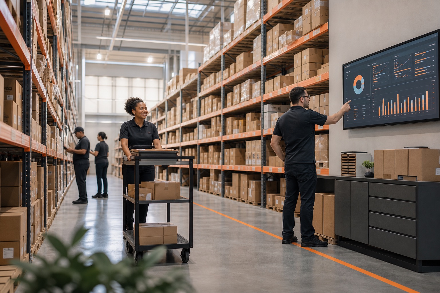 Warehouse team managing inventory, fulfillment, and realtime WMS analytics on one platform